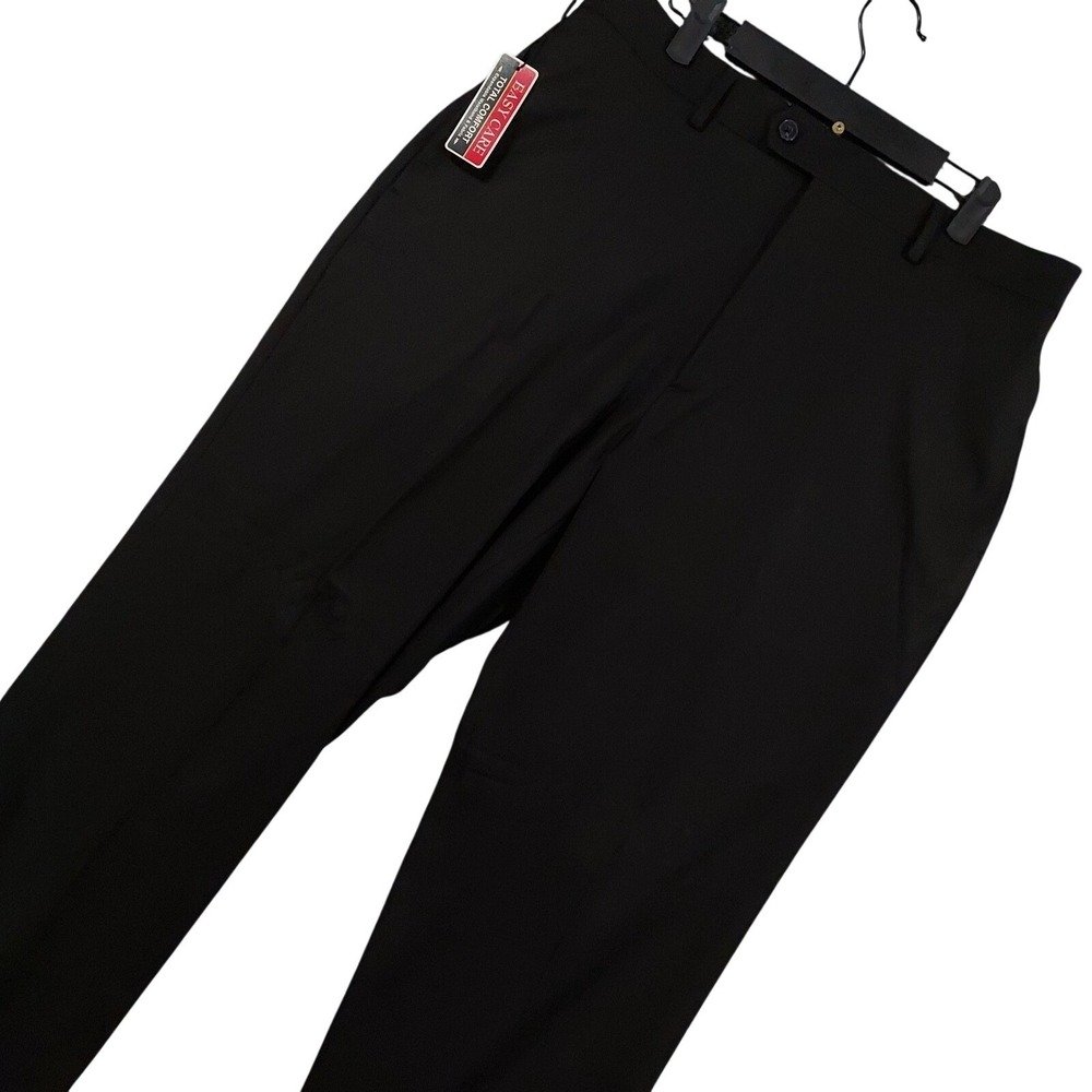 NEW Savane Pants Mens 34x30 Black Select Edition Dress Easy Care Comfort Stretch